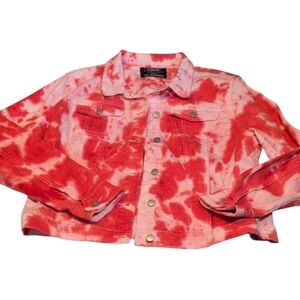 Azur Pink and White Tie-Dye denim Jacket